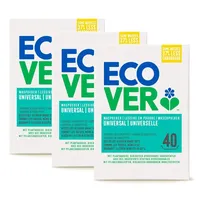 Ecover Universalwaschmittel, Pulver, Lavendelduft, natürlicher Ursprung, umweltfreundlich und sanft für Ihre Haut, für farbige und weiße Wäsche, 3 x 3 kg