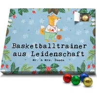 Mr. & Mrs. Panda Schoko Adventskalender Basketballtrainer Leidenschaft - Blau Pastell - Geschenk, Ausbildung, Basketballcoach, Ballsport, Firma, Ba... - Blau