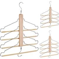 Relaxdays Mehrfach Kleiderbügel, 3er Set, platzsparend, 4 Bügel mit