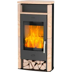 Kaminofen FIREPLACE "Santiago Sandstein", beige (schwarz), Kaminöfen, Tee- und Holzfach
