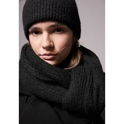 Schal STREET ONE STUDIO, Damen, Gr. One size, schwarz, Stoff, 97% Polyester, 3% Elasthan, unifarben, casual, Modetücher, softer Materialmix