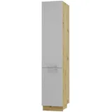 Feldmann-Wohnen Apothekerschrank, Grau, Eiche Artisan, Metall, 3 Fächer, 1 Schubladen, Rechteckig, 40x207x59 cm, Küchen, Küchenmöbel, Küchenschränke, Apothekerschränke