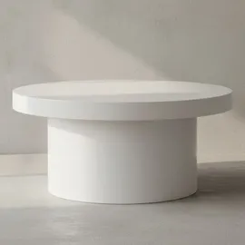 KADIMA DESIGN Couchtisch 60x60x30 cm Weiß Sofatisch in Hochglanz Modern, Design Wohnzimmertisch Rund, Loungetisch in Pilz-Form, Kaffeetisch Beistelltisch