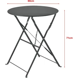 [en.casa] Bistroset Caprile 3-tlg. klappbar Stahl Dunkelgrau