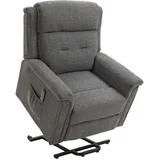Homcom Aufstehsessel mit Liegefunktion, Federsystem Sessel mit Aufstehhilfe Seniorensessel mit Leinen-Optik Grau