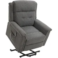 Homcom Aufstehsessel mit Liegefunktion, Federsystem Sessel mit Aufstehhilfe Seniorensessel mit Leinen-Optik Grau