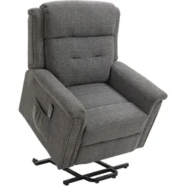 Homcom Aufstehsessel mit Liegefunktion, Federsystem Sessel mit Aufstehhilfe Seniorensessel mit Leinen-Optik Grau