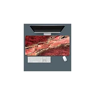 Treer Marmor Stil Mousepad, Gaming Mauspad mit Vernähte Kanten, Mauspad L/XL/XXL, rutschfeste Gummibasis Mousepad Gaming, Mauspad Groß (Rosa,900x400mm)