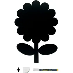 Securit® Silhouette Blumen Kreidetafel – Mit Kreidemarker + Selbstklebende Befestigungsstreifen – 42,5x29,5 cm