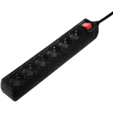 Hama Steckdosenleiste 6-fach, mit Schalter, 1.4m, Schwarz