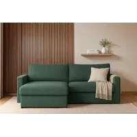 Ecksofa Sofa mit Schlaffunktion BENDIK Stoff Faro Flaschengrün Ottomane Links - Grün