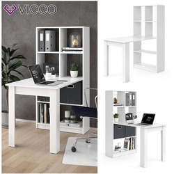 Vicco Schreibtisch Gael weiß Computertisch mit Ablage Regal Raumteiler Bürotisch