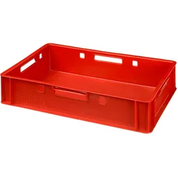 E1 Kisten 600x400x125 mm Fleischkasten Lagerkiste Metzgerkiste in rot mit Deckel