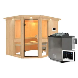 Karibu Amelia 3 inkl. 9 kW Ofen + Steuergerät Easy Bio + Dachkranz