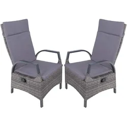 2er Set Hochlehner Almada Kunststoffgeflecht Relaxsessel Garten Sessel Stuhl Möbel