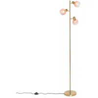 QAZQA Art Deco Stehlampe Gold mit rosa Glas 3