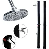SWANEW Solardusche runder Duschkopf Outdoor Dusche bis 60°C Einstellbare Temperatur inkl. Montagematerial Pooldusche für den Garten 20L Ohne