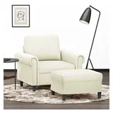 vidaXL Sessel mit Hocker Samt 77 x 80 x 60 cm Creme