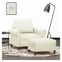 vidaXL Sessel mit Hocker Samt 77 x 80 x 60 cm Creme