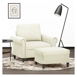 vidaXL Sessel mit Hocker Samt 77 x 80 x 60 cm Creme