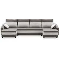 Mebligo ECKSOFA U MIT SCHLAFFUNKTION Sparta Grau/Weiß