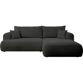 Selsey Ovo Cord – Ecksofa Schlaffunktion, Bettkasten, Cordstoff, rechts, Dunkelgrau