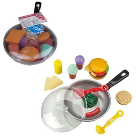 Happy People Happy-People Kinderküchen-Zubehör, Pfanne mit Deckel und Lebensmitteln, 20-teilig