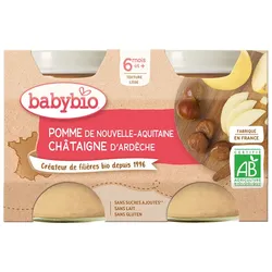 Babybio Gläschen Äpfel aus der Nouvelle-Aquitaine und Kastanien aus der Ardèche