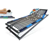 Lattenrost mit verstellbare Schulterzone & Schulterabsenkung, MONTIERT mit KF, Matratzen Perfekt, Kopfteil Verstellbar, Fußteil Verstellbar, Kopf- & Fußteil verstellbar, EXTRA SCHULTERABSENKUNG grau 90 cm x 190 cm x 6 cm