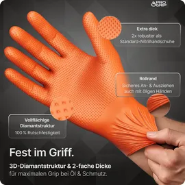 arnomed PROGRIP NITRIL DIAMOND ORANGE Einmalhandschuhe, aus Nitril mit Diamantstruktur in orange puderfrei, VE 50 Stück, 11/XXL