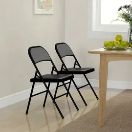 Homcom 2er-Set Klappstühle Tragbar mit Kissen Stahlbeine Kunstleder
