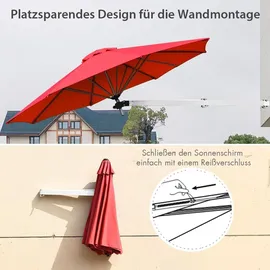 Costway Wandschirm Ø 250 cm Rot