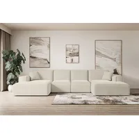 ALTDECOR Ecksofa mit Schlaffunktion und Bettkasten Corner Sofa Eckcouch Couch U-Form universal, links/rechts angeordnet Schlafcouch Ausziehbar Wohn... - Beige/Braun