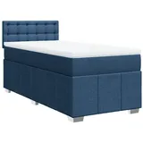 vidaXL Boxspringbett mit Matratze Blau 100x200 cm Stoff