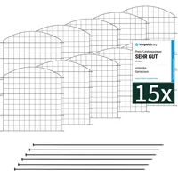 VERDOBA Premium Teichzaun Gartenzaun Komplettset - Zaun 15 Zaunelemente - Steckzaun Set für den Garten, Oberbogen Zaun Garten - Hundezaun, Gartenzaun Metall (15x Oberbogen, Anthrazit - RAL 7016)