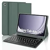 SENGBIRCH Tastatur Hülle für Samsung Galaxy Tab A9 Plus 11 Zoll 2023 - QWERTZ Deutsche Tastatur Abnehmbare Bluetooth Wireless Tastatur für Galaxy Tab A9+ 11'' 2023, Dunkelgrün