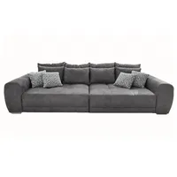 luma-home schönes für dein zuhause Big Sofa XXL B306/T134/H86 cm, bequeme Lounge Couch mit hochwertiger Federkernpolsterung, viele Kissen, Liegefläche 120 cm x 240 cm, angenehmer Mikrofaserstoff-Bezug in Grau