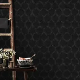 Superfresco Easy - Hexagon", - Black - 10m x 52cm