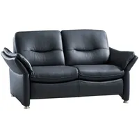 2-Sitzer HUKLA "HU-SF15058 Ledersofa, Breite 164 cm", blau (torro nightblau), B:164cm H:91cm T:92cm, Sofas, hochwertiges Glattleder, optional mit Kopfstütze