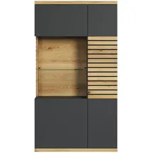 trendteam smart living - Highboard Schrank Vitrine - Wohnen - Norris - Aufbaumaß (BxHxT) 80 x 146 x 37 cm - Farbe Anthrazit mit Coast Evoke Eiche - 230286084