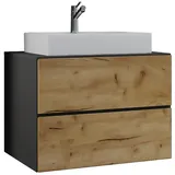 VCM my bath Badmöbel-Set Lendas S 915284 honig-eiche, anthrazit 61,0 x 46,0 x 69,0 cm