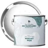 MissPompadour Wandfarbe Weiß mit Weiß - matte Wandfarbe mit sehr hoher Deckkraft 2,5 L, geruchsneutrale und spritzfreie Innenfarbe, wasserbasiert weiß