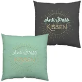 SHEEPWORLD Baumwollkissen mit Wendemotiv "Anti-Stress Kissen"