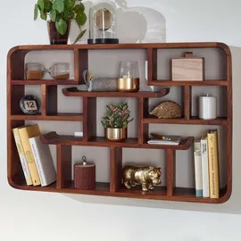 FineBuy Hängeregal 80 x 55 x 15 cm Braun