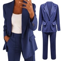 Hosenanzug Damen Elegant 2 Teiler Anzug Festlich Casual Hosenanzüge für Damen Blazer+Hosen Zweiteiler Business Outfit Frauen Hochzeit Fashion Two Piece Set Große Größen - XXL