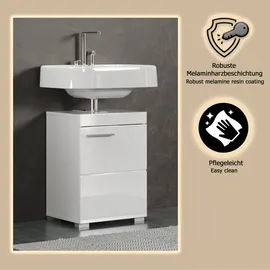 WELLTIME Waschbeckenunterschrank 1 Tür 40 x 56 x 34 cm Weiß/Weiß Hochglanz