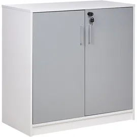 Beliani Büroschrank grau/weiß 80 x 80 x 40 cm abschließbar für Wohnzimmer Büro Zehna