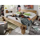 Casamia Massivholzbett Bett Doppelbett Balkenbett Jugendbett Lana 140/160/180x200cm Wildeiche