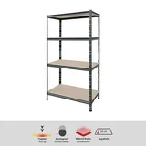AR Shelving Schwerlastregal Rivet Z  (H x B x T: 180 x 100 x 50 cm, Traglast pro Boden: 300 kg, Anzahl Böden: 4 Stk., Stecken, Schwarz)