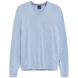 Bugatti V-Ausschnitt-Pullover BUGATTI "Basic Essential", Herren, Gr. XL, blau (hellblau), Sweatware, 100% Baumwolle, regular fit, V-Ausschnitt, Rippbündchen, Pullover, aus reine Baumwolle